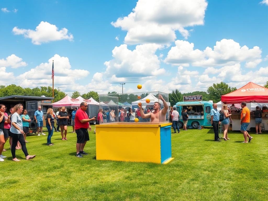 Dunk tank set up at a sunny community festival